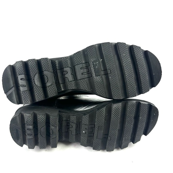 Sorel Emilie Ankle Boot 7 Black Patent Leather Bootie Womens Zip Up Waterproof - Picture 4 of 6